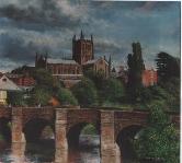 'Hereford Cathedral', an original oil painting on canvas by Crispin Thornton Jones © Crispin Thornton Jones 