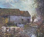 'Wilfred's Yard', an original oil painting on canvas by Crispin Thornton Jones © Crispin Thornton Jones 