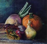 'The Secret Life of Vegetables', an original oil painting on canvas by Crispin Thornton Jones © Crispin Thornton Jones 